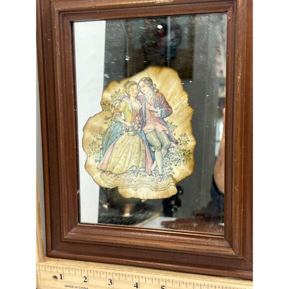 Other - Vintage Victorian Romantic Couple Print Wooden Frame Burnt Edge Art Wall Hanging